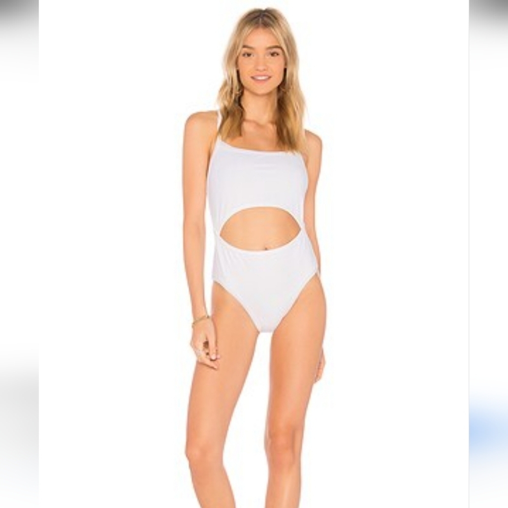 Chloe Rose Revolve Carnation Cut Out One Piece White Swimsuit XS